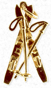 Skis & Ski Poles Charms, Skis & Ski Poless,Adirondack Charms, New York Charms, Gold Charms, Silver Charms, Sterling Silver Charms, gold charms, Charm Bracelets, Loon Charm, Packbasket Charms, Canoe, Snowshoe Charm,Raccoon, Bears, Skis & Ski Poles Charms