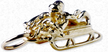 Hockey Mask, Sled with Rider Charm, mask charm, goalie,masks, goalie mask charms,Adirondack Charms, New York Charms, Gold Charms, Silver Charms, Sterling Silver Charms, gold charms, Charm Bracelets, Loon Charm, Packbasket Charms, Canoe, Snowshoe Charm,Raccoon, Bears, Moose Charms